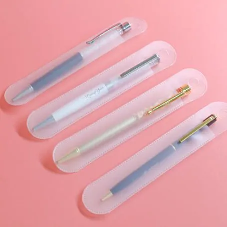 Eco-Friendly soft transparent frosted pencil case exquisite fountain pen single pen holder plastic pen packing