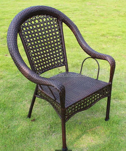 Poltrona da Giardino Artigianale con Schienale Alto in Ferro Antico, Intreccio in Rattan/<span class=keywords><strong>Vimini</strong></span>, Design Moderno, Resistente, Impermeabile, Impilabile, per Hotel - Product Image 1