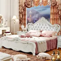 आधुनिक यूरोपीय ठोस लकड़ी बिस्तर फैशन नक्काशीदार 1.8 m बिस्तर संयुक्त राज्य अमेरिका फ्रेंच बेडरूम फर्नीचर 9780