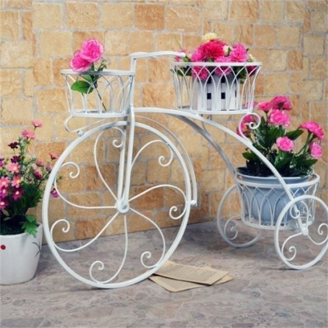 Decorative Wrought Iron Bike Design Wholesale Flower Stands