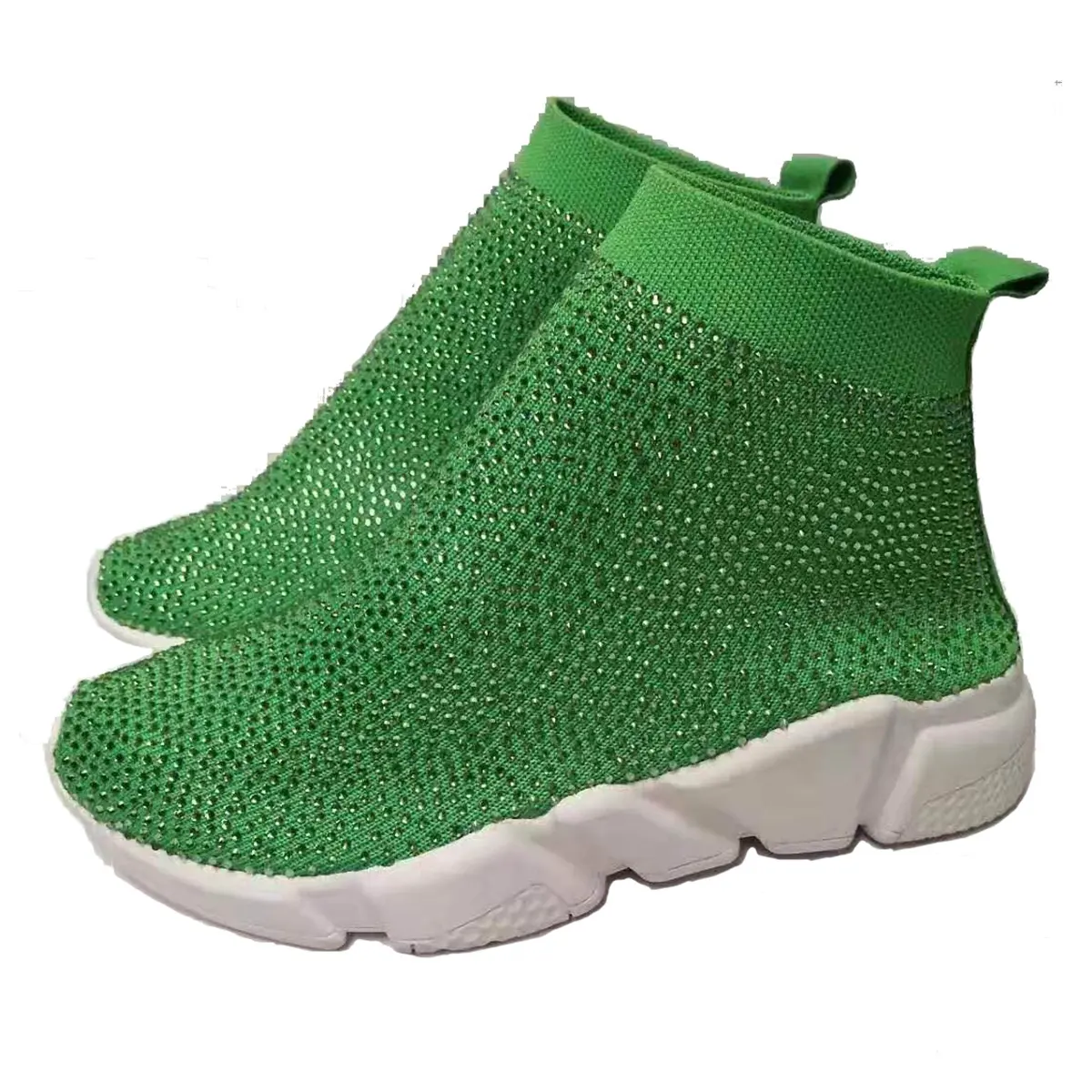 2023 Popular Handmade Shoes Crystal Bling Speed Knit Sock Rhinestone Sneakers Women