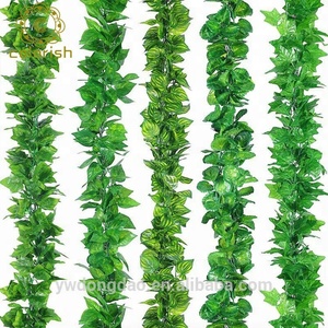 Artificial Green Ivy Leaves Plastic Vines Grape Garland Plants Foliage Flowers Wall For Hanging Decoration