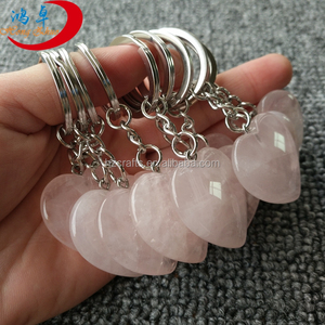 HZ Wholesale Rose Quartz Key Chain / Crystal Neart Key Chain / Gemstone Keychain