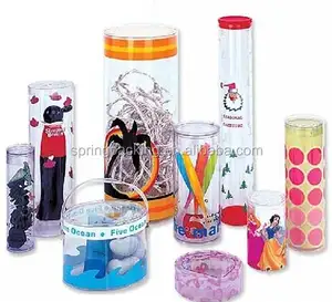 PET PVC printing Cear Plastic cylinder packaging container tube box