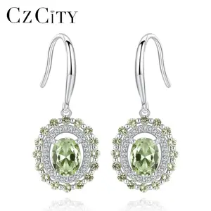 CZCITY Đá Topaz Bán Buôn Thiết Kế Thời Trang Bông Tai Dây Bạc Sterling 925