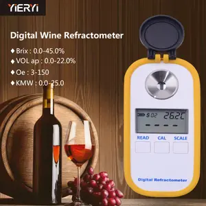 YIERYI数字葡萄酒折光仪0-45% ATC水牛奶果汁软饮料葡萄酒糖折光仪自动