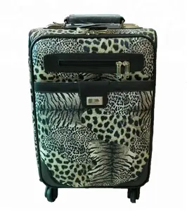 China Factory Supply PU leather suitcase leopard print trolley luggage suitcase sets 4 pcs