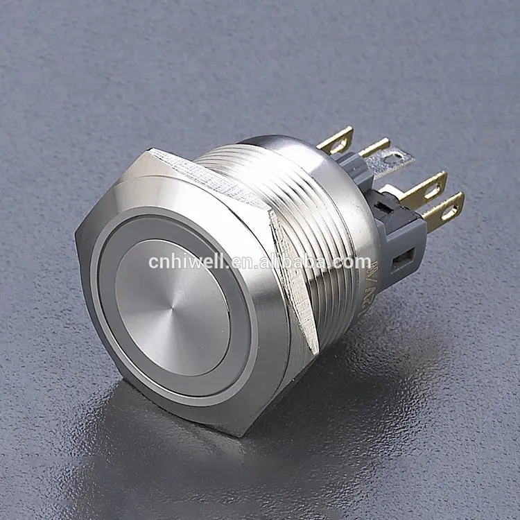 JS22F-11E Zilveren Roestvrij Staal Blauwe Led Licht Lock Knop Switch