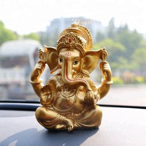 6 pollici pittura a mano alta poli pietra Color oro dio indiano statua di Ganesha per arredamento auto statua indù <span class=keywords><strong>Lord</strong></span> Ganesh - Product Image 2