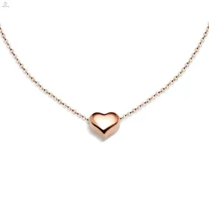 Women Girl Stainless Steel Jewelry 10 To 15 Grams 18K 14K Girlfriend Heart Pendant Rose Gold Small Heart Necklace