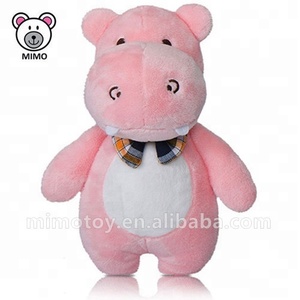 Jouet en peluche hippopotame jaune mignon personnalisé OEM avec nœud papillon, certifié GOTS, vente en gros, pas cher, dessin animé, jouet en peluche pour enfants, jouet en peluche doux, hippopotame - Product Image 2