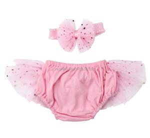 2017 de algodón de bebé bloomer con volantes ropa niñas tutu bloomer con pelo - Product Image 4