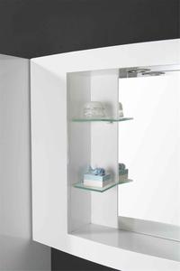 Mueble <span class=keywords><strong>de</strong></span> <span class=keywords><strong>Baño</strong></span> Moderno con Cubierta <span class=keywords><strong>de</strong></span> <span class=keywords><strong>Vidrio</strong></span> Verde y Gabinete Flotante Blanco Brillante - Product Image 2