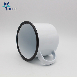 Tasse <span class=keywords><strong>en</strong></span> Émail Personnalisée avec Logo Imprimé, Tasse <span class=keywords><strong>en</strong></span> Métal Blanc Personnalisée, Tasse à Café <span class=keywords><strong>en</strong></span> Émail pour le Camping avec Bord Noir, Cadeaux de Haute Qualité - Product Image 4