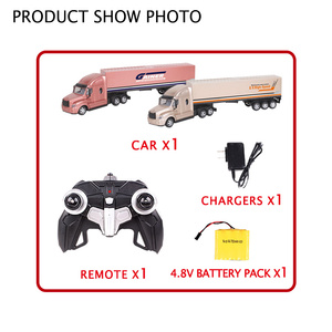 Camión y Remolque RC Grandes de 55 cm con Luces Realistas, Batería Recargable, Control Remoto Profesional para Transporte - Product Image 3