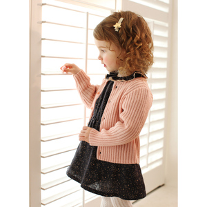 Haute qualité 100% coton Cardigan pull mode nouveau Design pour hiver rose fille <span class=keywords><strong>enfant</strong></span> pull - Product Image 2