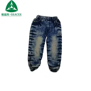 ขายร้อนใช้กางเกงยีนส์เด็กกับผ้ายีนส์ทำในประเทศจีน