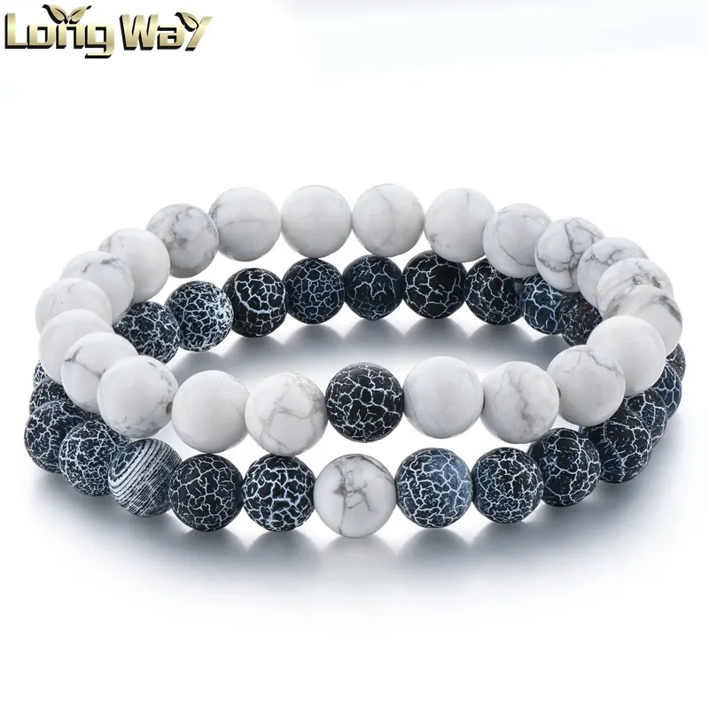 2021 new stone couple bracelet friendship personalised relationship customized beads bracelet for couple