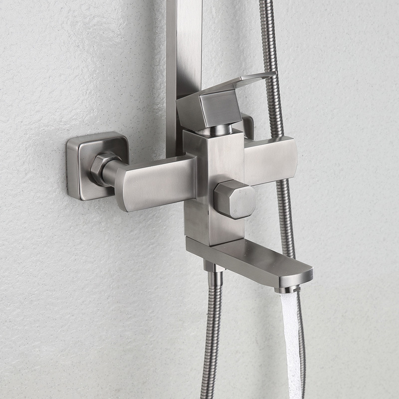 304 Stainless Steel Wall-Mounted Rain Shower Set – Top & Hand Shower Bath Faucet System - View 2