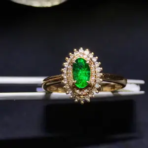 New Design Low Price Certified Emerald Oval Cut Diamond Engagement Ring In 18K Gold