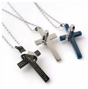 Anillo de pareja de cadena de acero inoxidable de <span class=keywords><strong>la</strong></span> joyería collar cruzado de los hombres Biblia - Product Image 1
