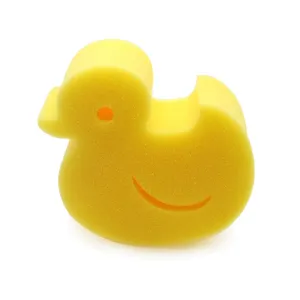 Esponja bonita de banho em forma de pato, pato amarelo fofo