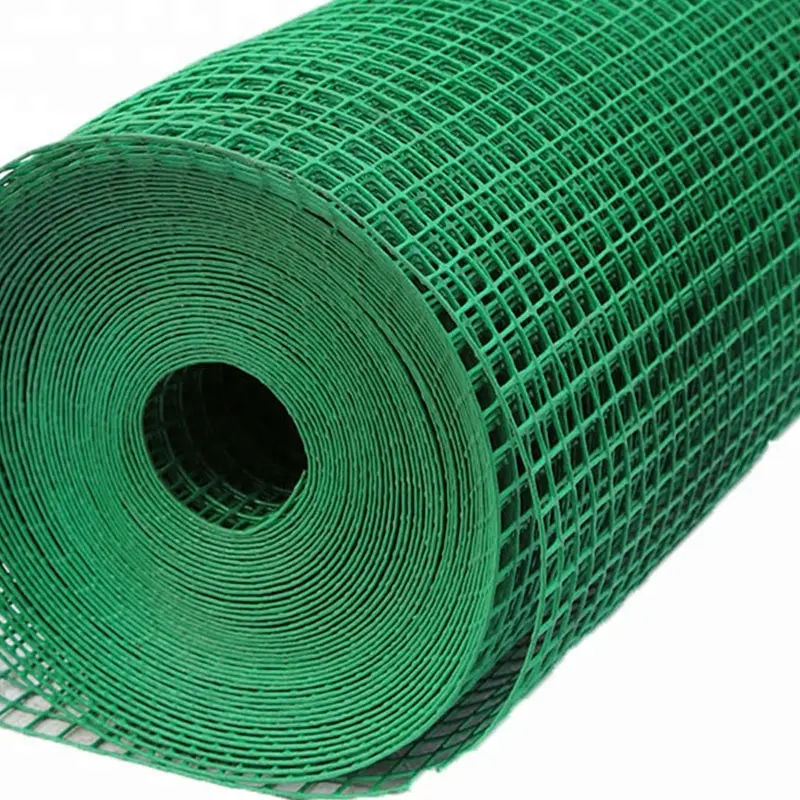 Malla de alambre soldado para estuco, malla recubierta de PVC, verde, calibre 16