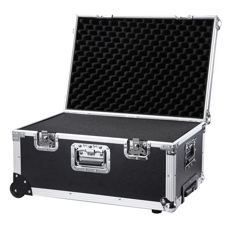 Lockable Silver Aluminum Speaker Camera DJ Flight Case with Equipment Foam Padding Butterfly Lock