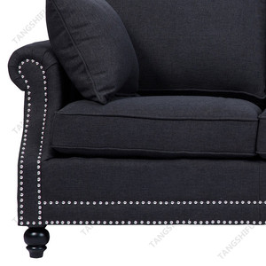<span class=keywords><strong>Divano</strong></span> Lungo Cranston Imbottito in Tessuto di Lino <span class=keywords><strong>Nero</strong></span> per <span class=keywords><strong>Soggiorno</strong></span> - Product Image 2