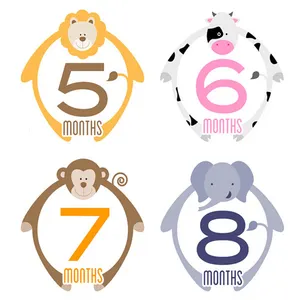 תינוק חודשי מיילסטון מדבקות-פשוט חמוד בעלי החיים עיצוב עבור נערה ונער-1 כדי 12 חודשים-מיילסטון מדבקות-קוף Elep