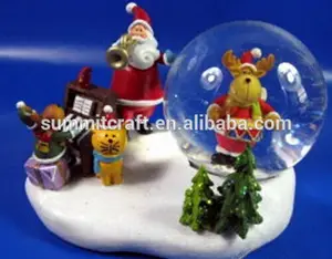 2014 feliz natal resina papai noel Jr com cervos globos de neve