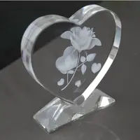 Cubo de cristal grabado con láser, grabado en 3D, rosa, para regalos de devolución