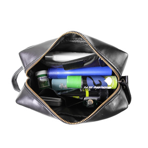 TIDING Borsa da Viaggio per Rasatura in Vera <span class=keywords><strong>Pelle</strong></span> di Vacchetta per Uomo, Grande Capacità, Personalizzabile, Nera, alla Moda - Product Image 5