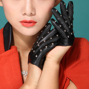 Guantes Sexys de Piel de Oveja para Mujer, Diseño Nuevo, Media Palma - Product Image 3