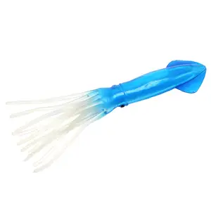 Kualitas Tinggi 23Cm/45G PVC Plastik Biru Tembus Besar Tubular Squid Gurita Rok Umpan Lembut Simulasi Memancing Umpan