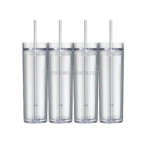 <span class=keywords><strong>Amazon</strong></span> Venta caliente 16 oz flacos vaso de doble pared de acrílico vaso con paja reutilizable burbuja té vaso nuevo producto - Product Image 1