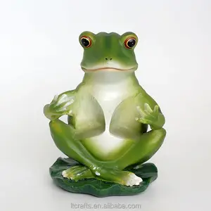 青蛙盐和胡椒振动器类型树脂绿色青蛙雕像