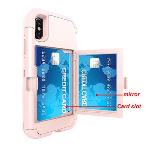 2018 nuovi arrivi accessori per cellulari cassa del telefono dello specchio utilizzato in trucco per <span class=keywords><strong>il</strong></span> iphone x <span class=keywords><strong>caso</strong></span> di lusso con slot per schede - Product Image 4