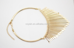 الأزياء اليدوية لامعة عقد ذهب الشرير نمط الهند سبيكة معدنية الذهب الشرابة المختنق قلادة - Product Image 5