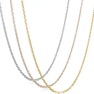 Dainty 1.5mm Gold Plated Stainless Steel Cable Link Chain Necklace With Lobster Clasp for Women