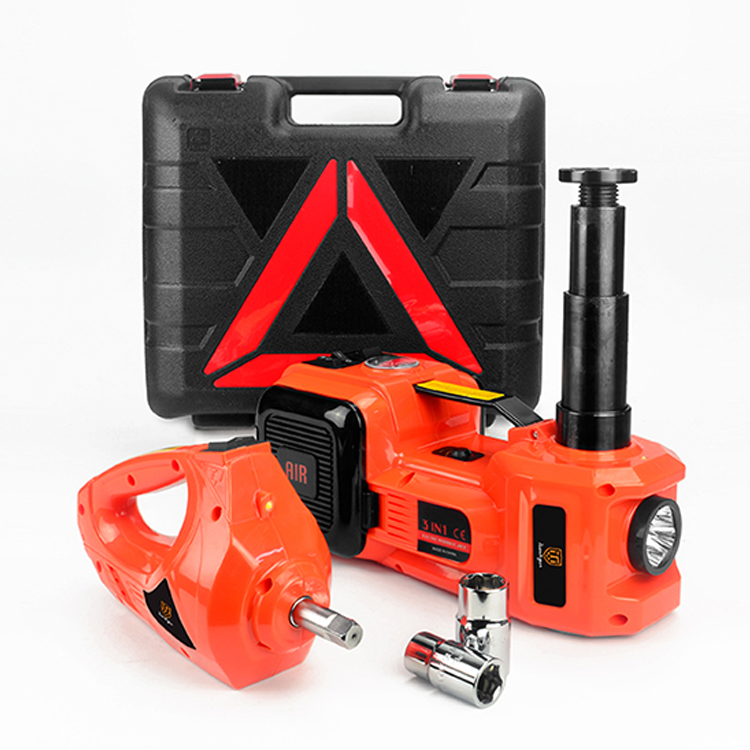 Electric Hydraulic Floor Jack and Tire Inflator Pump and 3 in 1 Set with Electric Impact Wrench Car Repair Tool