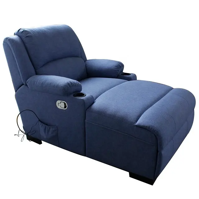 Tejido de lino azul estilo Chic de gran tamaño al por mayor casa reclinable Chaise sofá TV