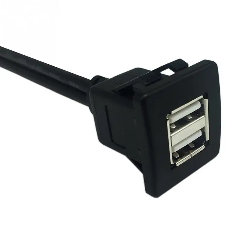 Dual Port USB 2.0 Quadratische Wasserdichte Linie Dashboard Panel Daten Verlängerung Kabel 1 mt Für Auto Schiff Motorrad Auto Verbindung