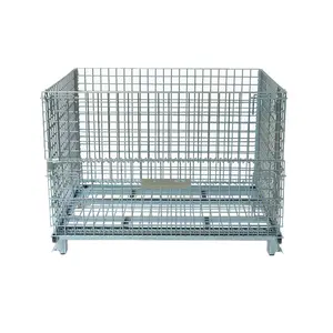 Chariot de rangement portable, cage à fil pliante galvanisée, de sécurité, pour transport de cargaison