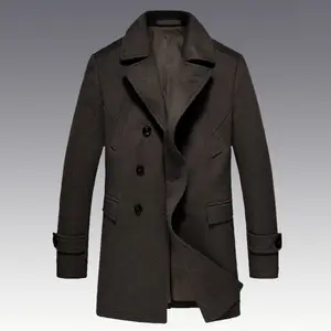 Élégant en laine britannique style long manteau costume hommes 60% laine 40% nylon hiver trench-coat