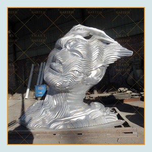 ステンレス鋼の像を実行している現代の金属芸術彫刻裸の男 - Product Image 5