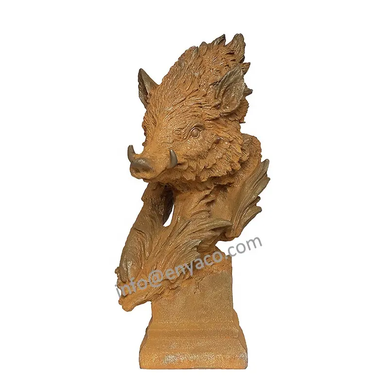 Figuras de animales de Metal antiguo para el hogar, estatua de cabeza de jabalí de tamaño real para jardín y Patio, adornos, esculturas de animales para exteriores