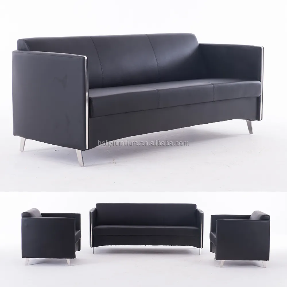 Alex HL-8001 Contemporary Office Reception Wall Street Sofa in Faux Leather