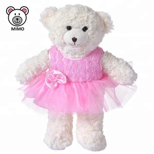 Orsacchiotto <span class=keywords><strong>Ballerina</strong></span> con Vestito Rosa, Peluche con Gonna Tutu, Giocattolo Morbido Personalizzato per Bambini, Orsacchiotto Bianco Ballerino - Product Image 1