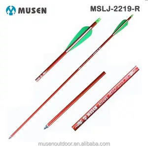 Musen Archery hot selling Colorful aluminum arrow 2219 red color compound bow arrow shooting hunting